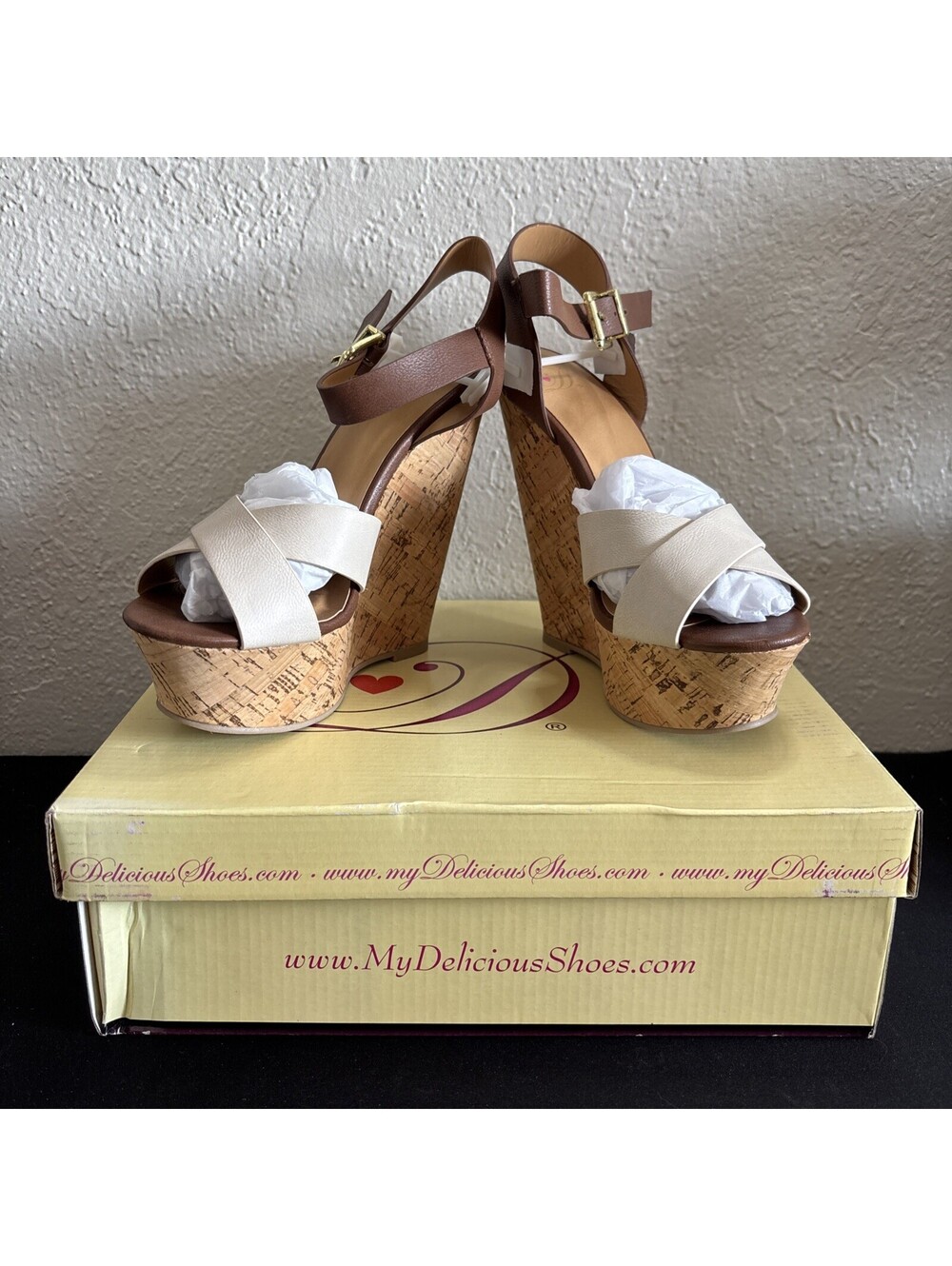 My Delicious Spite-S Shoes Women's Cork Wedge Sandals Platform Size 6.5